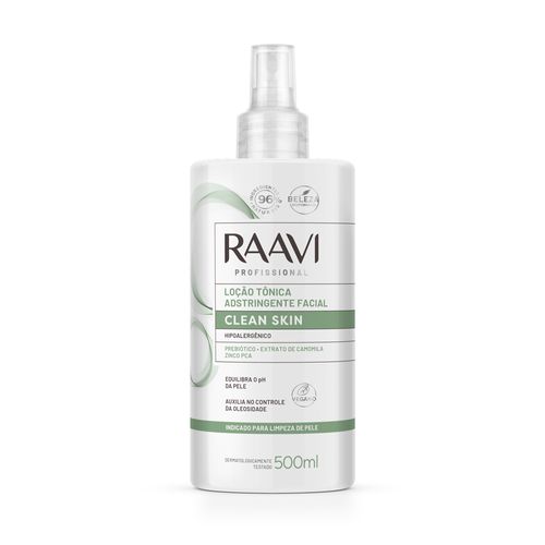 Loção Tônica Adstringente Facial Clean Skin Raavi 500ml