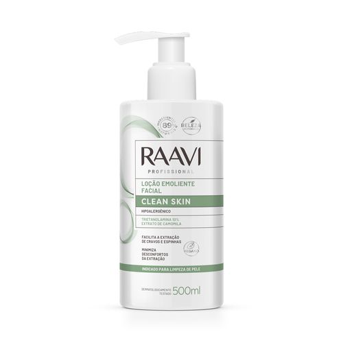 Loção Emoliente Facial Clean Skin Raavi 500ml