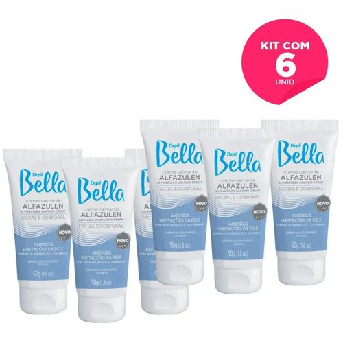 Kit com 6 Creme Calmante Alfazulen Deo Depil Bella 50g