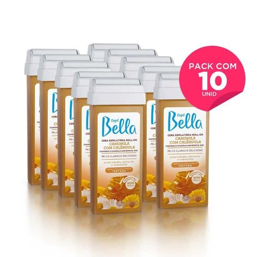 Kit com 10 Refil Cera Quente Depilatória Roll On Camomila e Calêndula Deo Depil Bella 100g