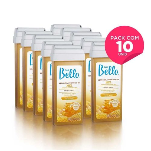 Kit com 10 Refil Cera Depilatória Roll On Mel Deo Depil Bella 100g