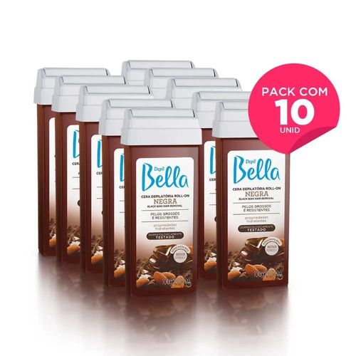 kit com 10 Refil Cera Depilatória Roll On Negra Depil Bella 100g