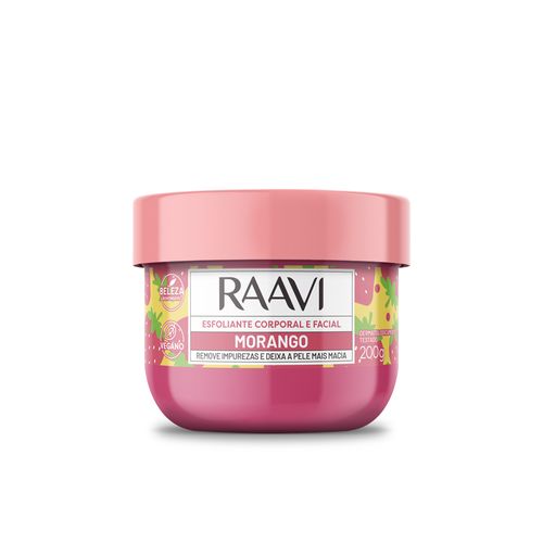 ESFOLIANTE CORPORAL E FACIAL MORANGO RAAVI 200G